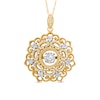 Thumbnail Image 0 of Previously Owned - 1/3 CT. T.W. Diamond Flower with Vintage-Style Scroll Pendant in 10K Gold