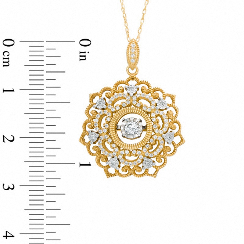 Previously Owned - 1/3 CT. T.W. Diamond Flower with Vintage-Style Scroll Pendant in 10K Gold