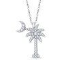 Thumbnail Image 1 of Previously Owned - 1/6 CT. T.W. Diamond Crescent Moon Over Palm Tree Pendant in 14K White Gold