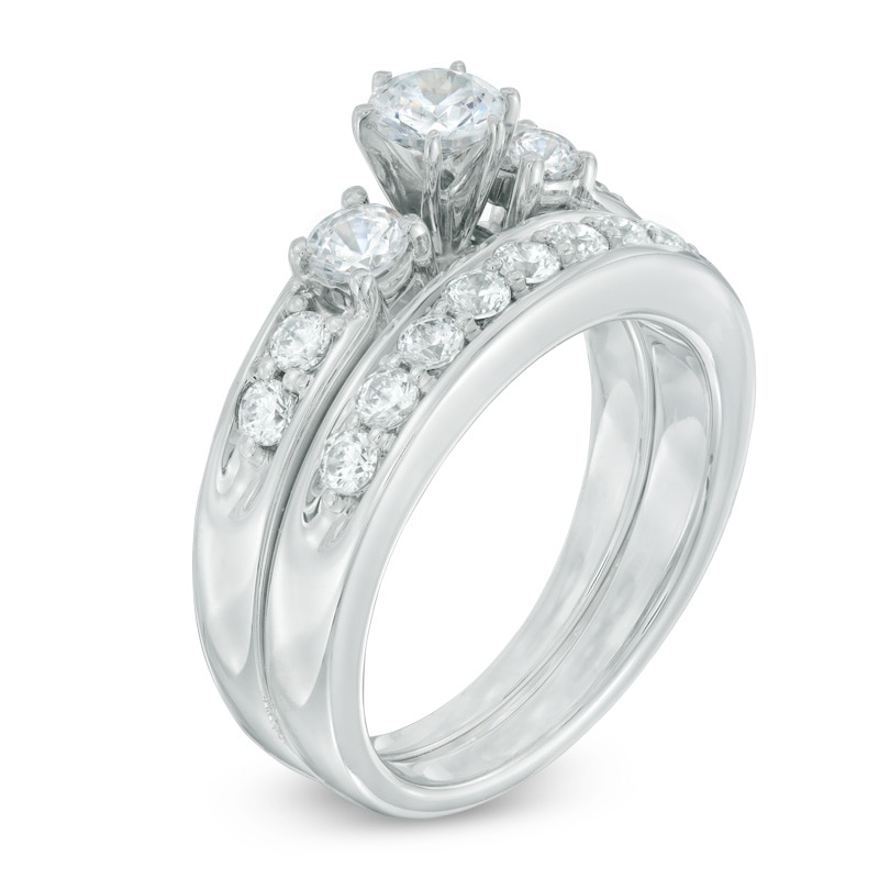 Previously Owned - 1-1/3 CT. T.W. Diamond Past Present Future® Bridal Set in 14K White Gold