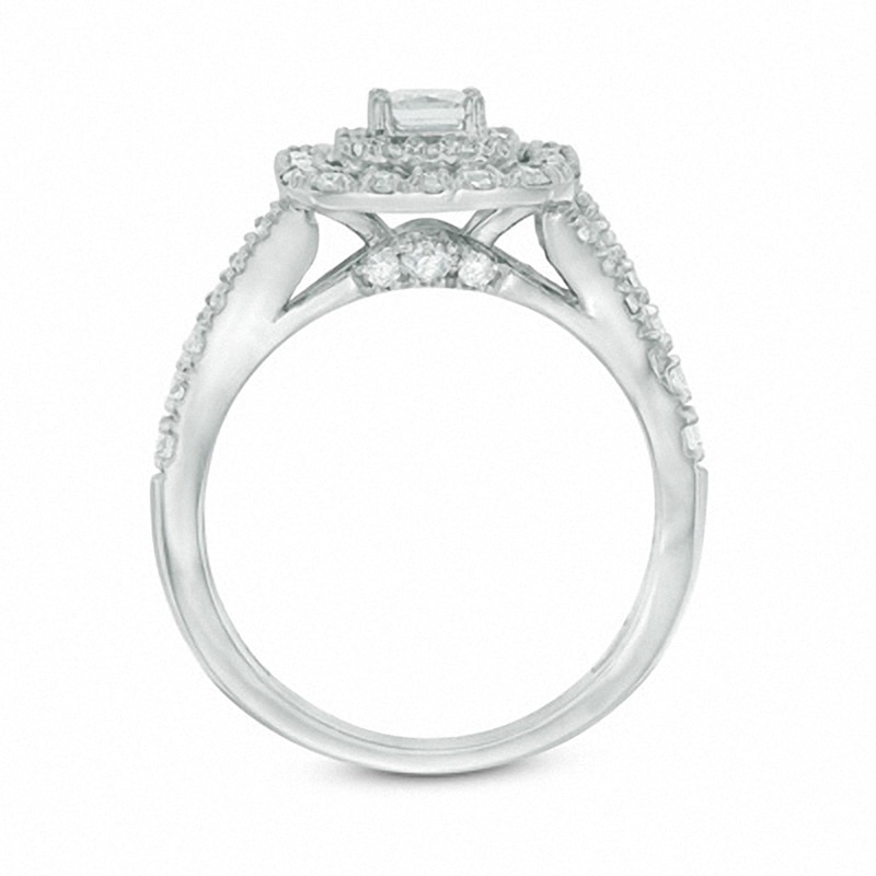 Main Image 3 of Previously Owned - 1-3/4 CT. T.W. Radiant-Cut Diamond Frame Bridal Set in 14K White Gold