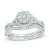 Thumbnail Image 1 of Previously Owned - 1/3 CT. T.W. Composite Diamond Frame Twist Bridal Set in 10K White Gold