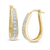 Thumbnail Image 1 of Previously Owned - 1/2 CT. T.W. Diamond Oval Hoop Earrings in 14K Gold