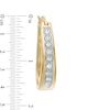 Thumbnail Image 2 of Previously Owned - 1/2 CT. T.W. Diamond Oval Hoop Earrings in 14K Gold