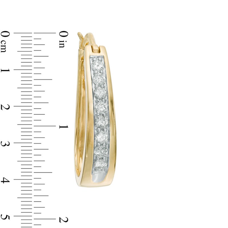 Main Image 2 of Previously Owned - 1/2 CT. T.W. Diamond Oval Hoop Earrings in 14K Gold