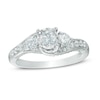 Thumbnail Image 1 of Previously Owned - 1 CT. T.W. Diamond Past Present Future® Bypass Engagement Ring in 14K White Gold