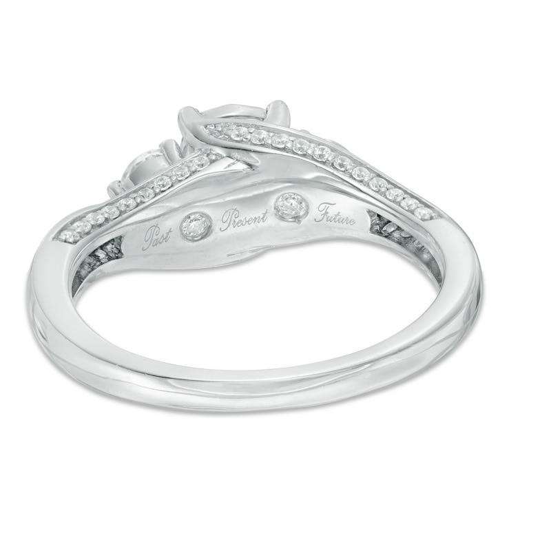 Main Image 3 of Previously Owned - 1 CT. T.W. Diamond Past Present Future® Bypass Engagement Ring in 14K White Gold