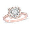 Thumbnail Image 0 of Previously Owned - 1/2 CT. T.W. Diamond Double Cushion Frame Engagement Ring in 10K Two-Tone Gold