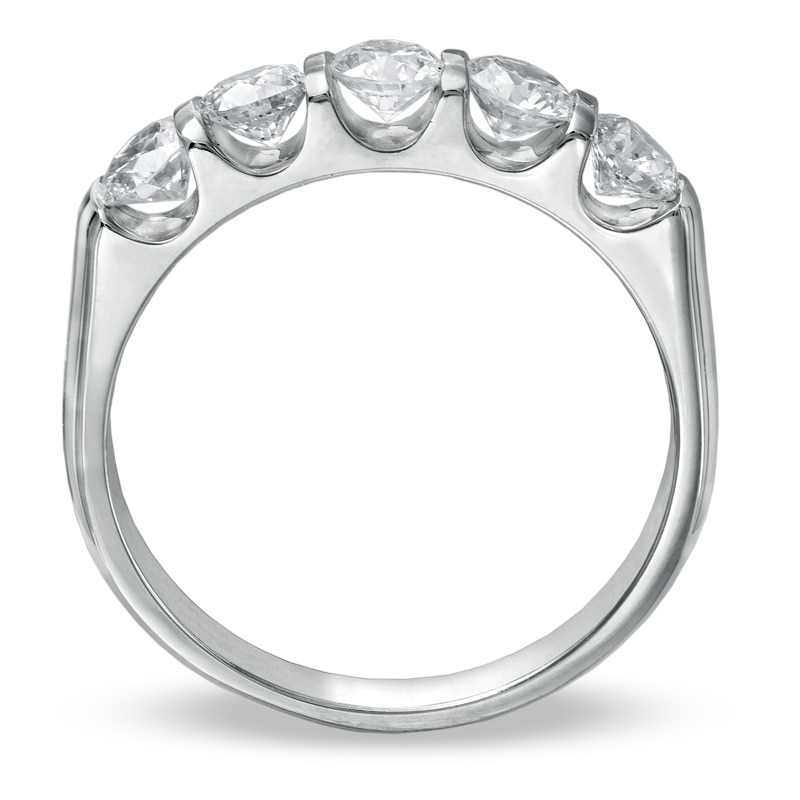 Previously Owned - 1 CT. T.W. Diamond Five Stone Bar Band in 14K White Gold