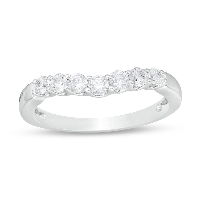 Main Image 1 of Previously Owned - 1/2 CT. T.W. Diamond Contour Anniversary Band in 14K White Gold