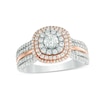 Thumbnail Image 0 of Previously Owned - 1 CT. T.W. Diamond Triple Cushion Frame Multi-Row Engagement Ring in 14K Two-Tone Gold