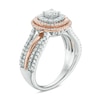 Thumbnail Image 1 of Previously Owned - 1 CT. T.W. Diamond Triple Cushion Frame Multi-Row Engagement Ring in 14K Two-Tone Gold