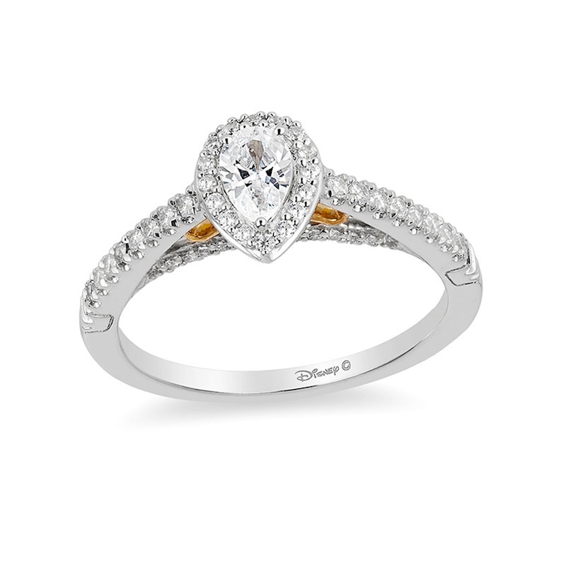 Previously Owned - Enchanted Disney Merida 1/2 CT. T.W. Pear-Shaped Diamond Frame Engagement Ring in 14K Two-Tone Gold