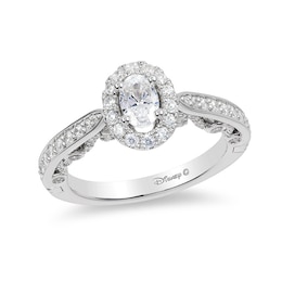 Previously Owned - Enchanted Disney Ariel 1 CT. T.W. Oval Diamond Frame Engagement Ring in 14K White Gold