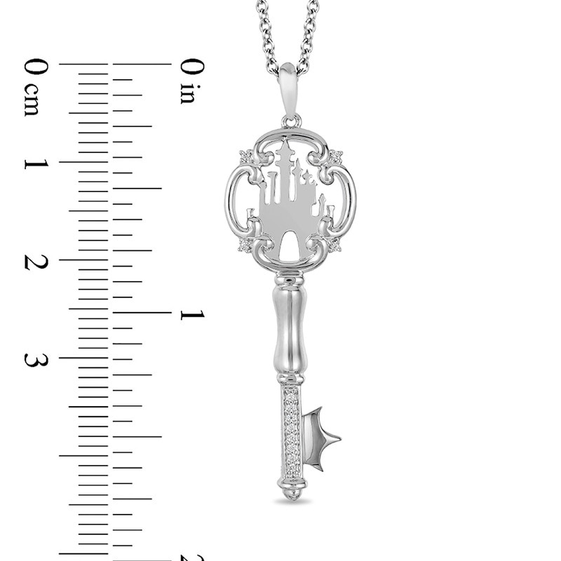 Main Image 3 of Previously Owned - Enchanted Disney Princess 1/20 CT. T.W. Diamond Castle Key Pendant in Sterling Silver - 19"