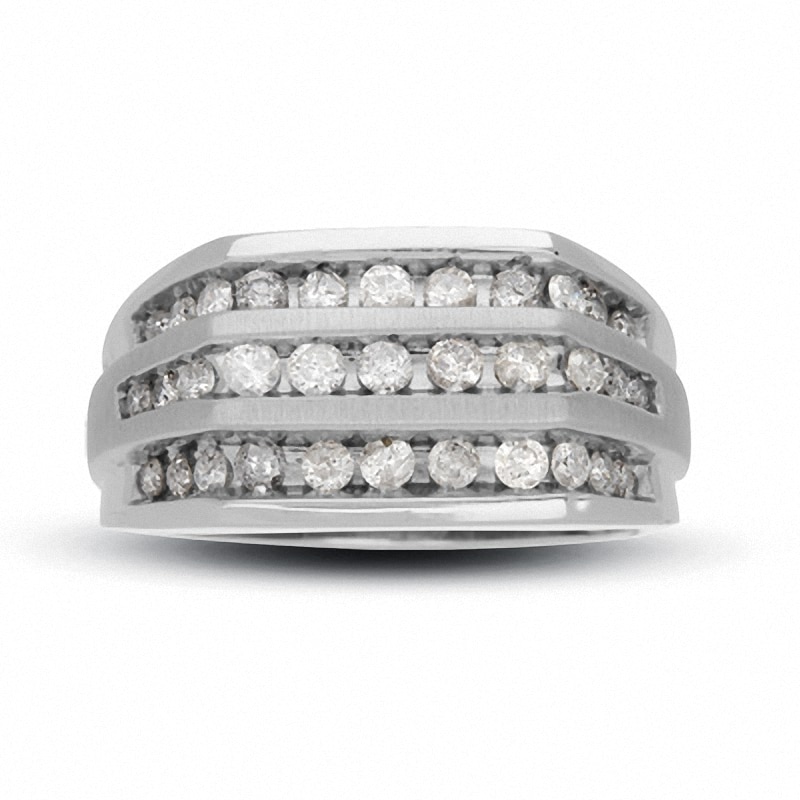 Main Image 1 of Previously Owned - 1 CT. T.W. Diamond Triple Row Ring in 10K White Gold