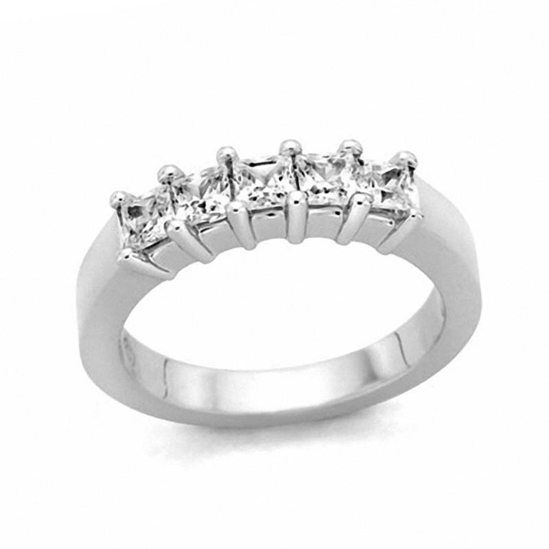 Main Image 1 of Previously Owned - 1/4 CT. T.W. Princess-Cut Diamond Five Stone Band in 14K White Gold (H/VS2)