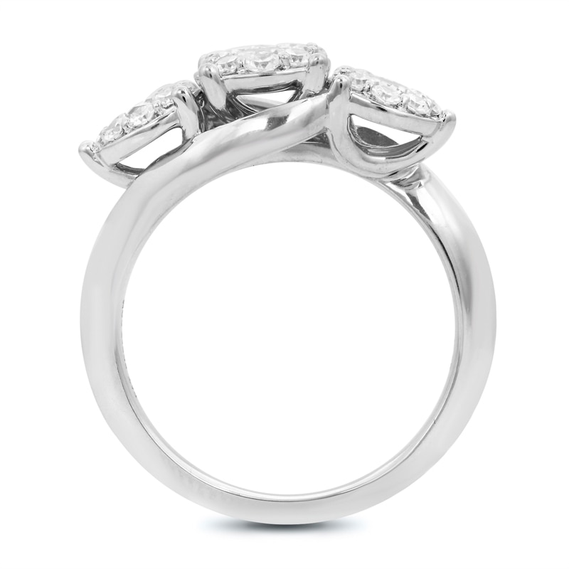 Main Image 2 of Previously Owned - 1 CT. T.W. Diamond Cluster Three Stone Engagement Ring in 14K White Gold