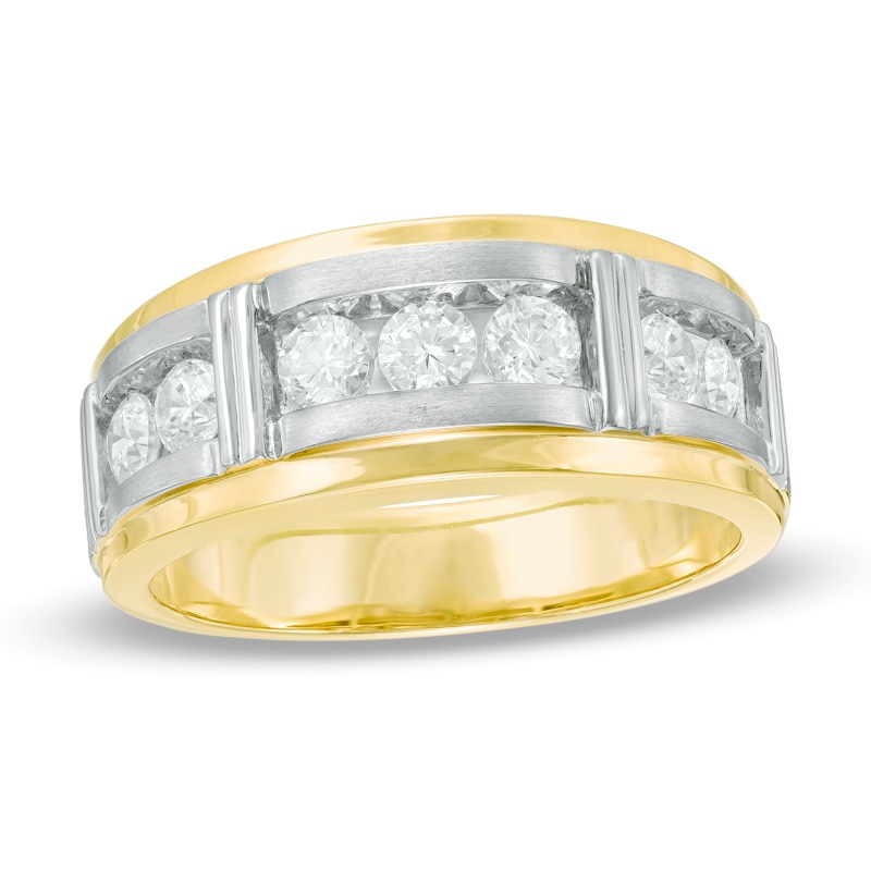 Main Image 1 of Previously Owned - 1/2 CT. T.W. Diamond Seven Stone Bar Wedding Band in 10K Two-Tone Gold