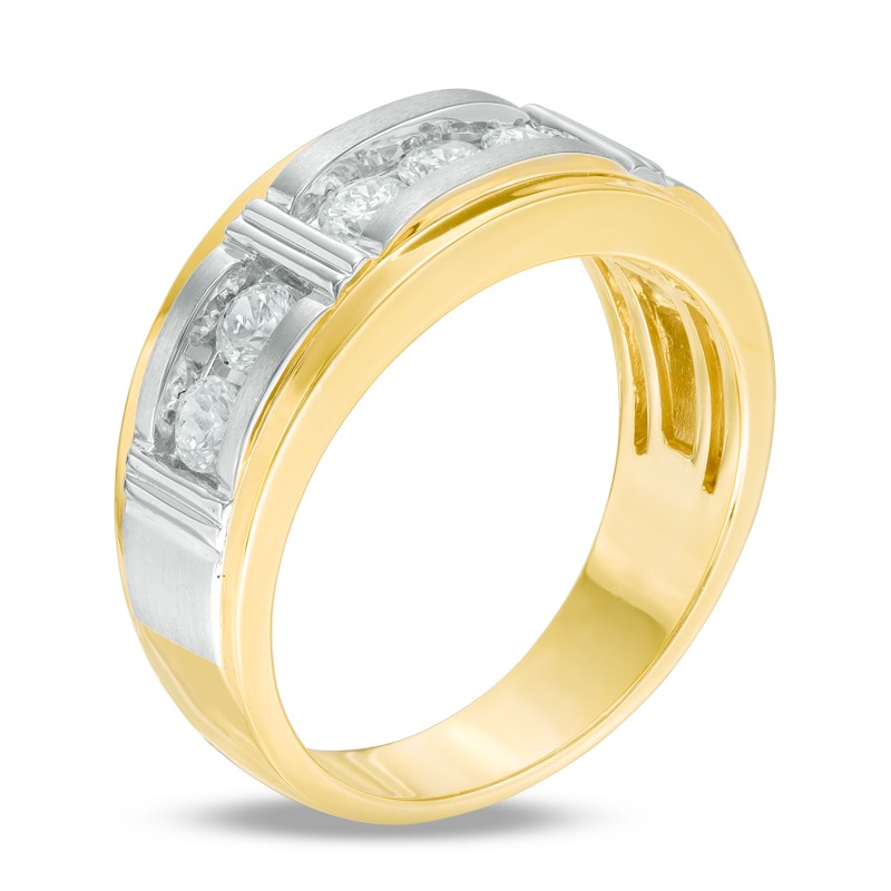 Main Image 2 of Previously Owned - 1/2 CT. T.W. Diamond Seven Stone Bar Wedding Band in 10K Two-Tone Gold