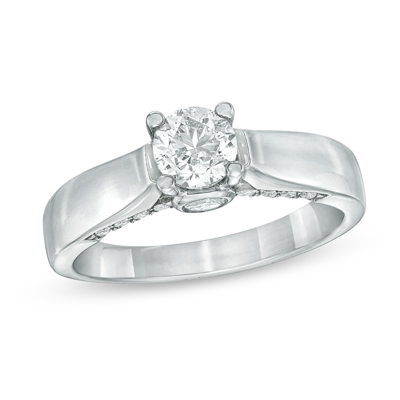 Main Image 1 of Previously Owned - 1 CT. T.W. Diamond Engagement Ring in 14K White Gold (J/I2)