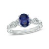 Thumbnail Image 1 of Previously Owned - Oval Lab-Created Blue and White Sapphire Twist Ring in Sterling Silver