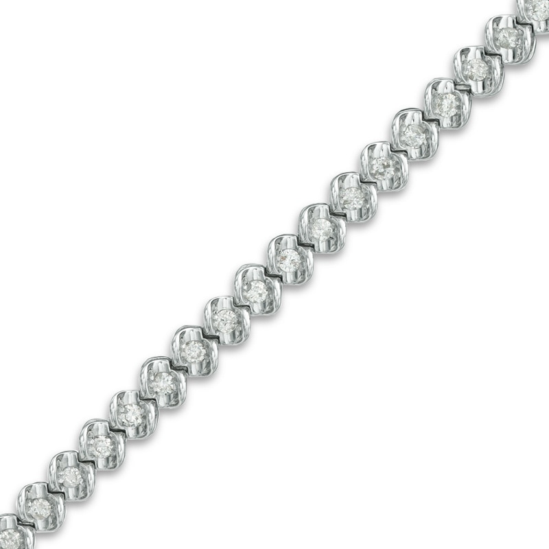 Previously Owned - 1 CT. T.W. Diamond Bracelet in 10K White Gold - 7.25"