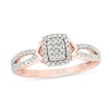 Thumbnail Image 1 of Previously Owned - 1/4 CT. T.W. Composite Diamond Rectangle Frame Split Shank Ring in 10K Rose Gold