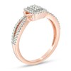 Thumbnail Image 2 of Previously Owned - 1/4 CT. T.W. Composite Diamond Rectangle Frame Split Shank Ring in 10K Rose Gold