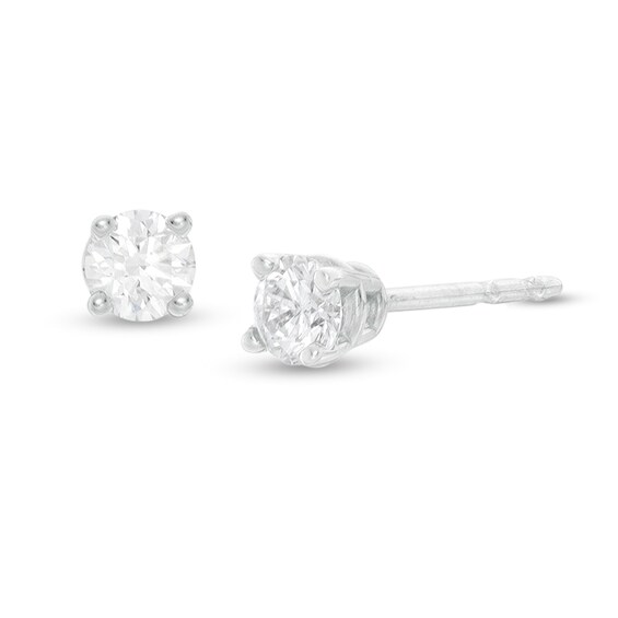 Previously Owned - 1/5 CT. T.W. Diamond Solitaire Stud Earrings in 14K White Gold Previously Owned - 1/5 CT. T.W. Diamond Solitaire Stud Earrings in 14K White Gold