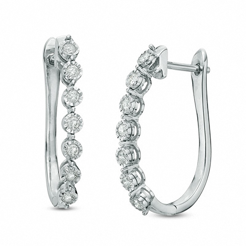 Previously Owned - 1/4 CT. T.W. Diamond Linear Earrings in 10K White Gold
