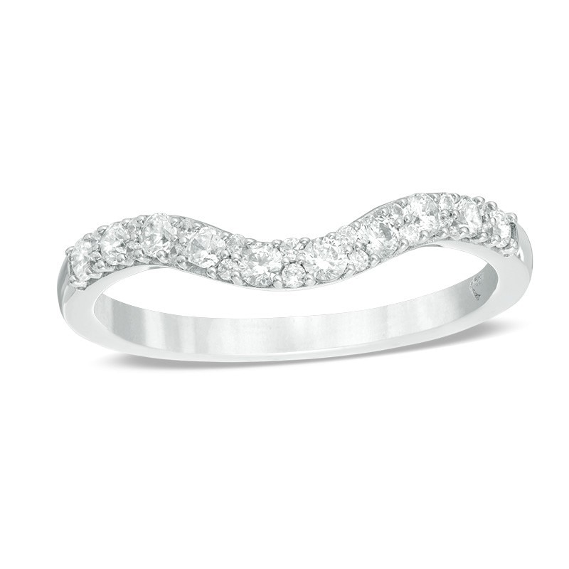 Main Image 1 of Previously Owned - Love's Destiny by Zales 1/3 CT. T.W. Diamond Contour Wedding Band in 14K White Gold