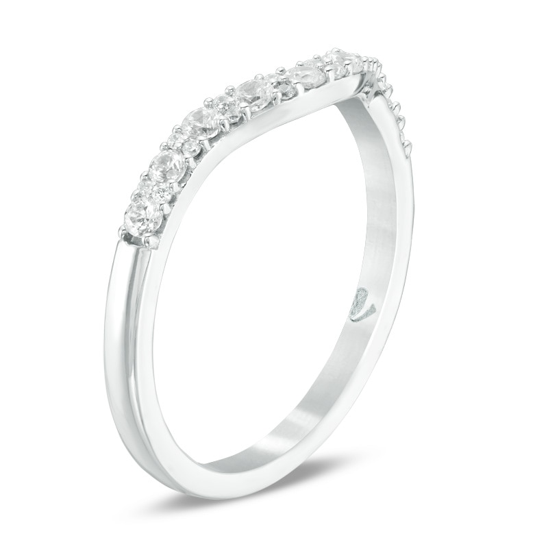 Main Image 2 of Previously Owned - Love's Destiny by Zales 1/3 CT. T.W. Diamond Contour Wedding Band in 14K White Gold