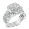 Thumbnail Image 2 of Previously Owned - 1-3/4 CT. T.W. Diamond Frame Cluster Bridal Set in 14K White Gold