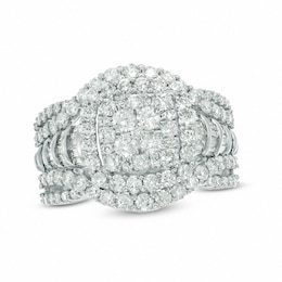 Previously Owned - 2 CT. T.W. Composite Diamond Layered Frame Ring in 10K White Gold