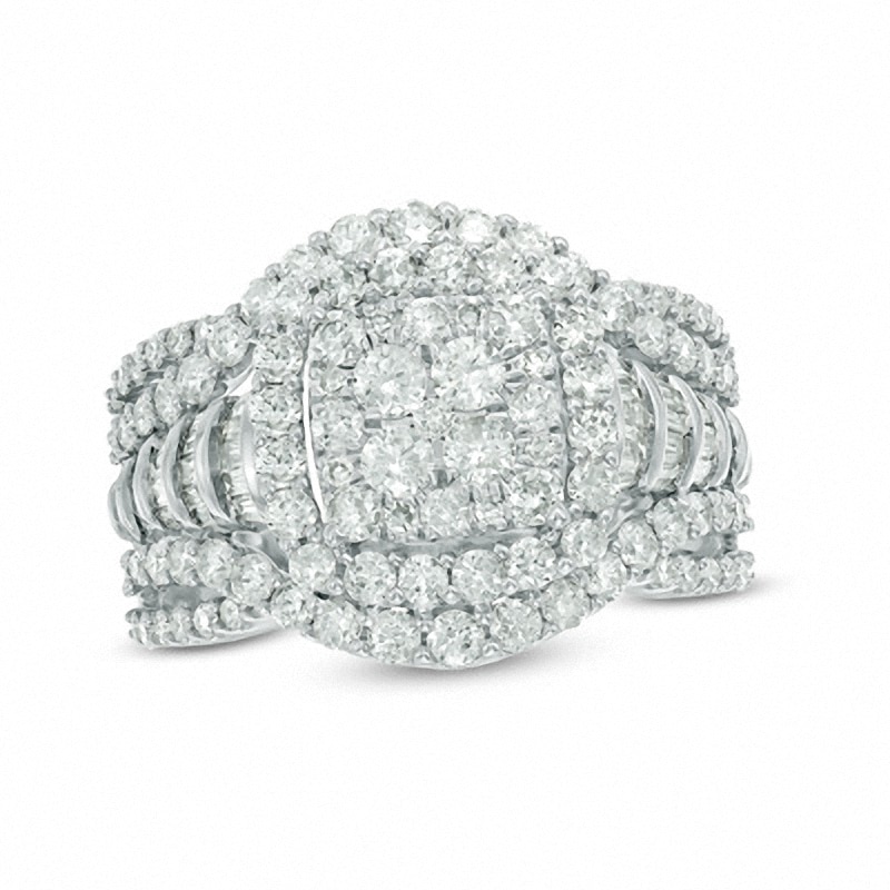 Main Image 1 of Previously Owned - 2 CT. T.W. Composite Diamond Layered Frame Ring in 10K White Gold