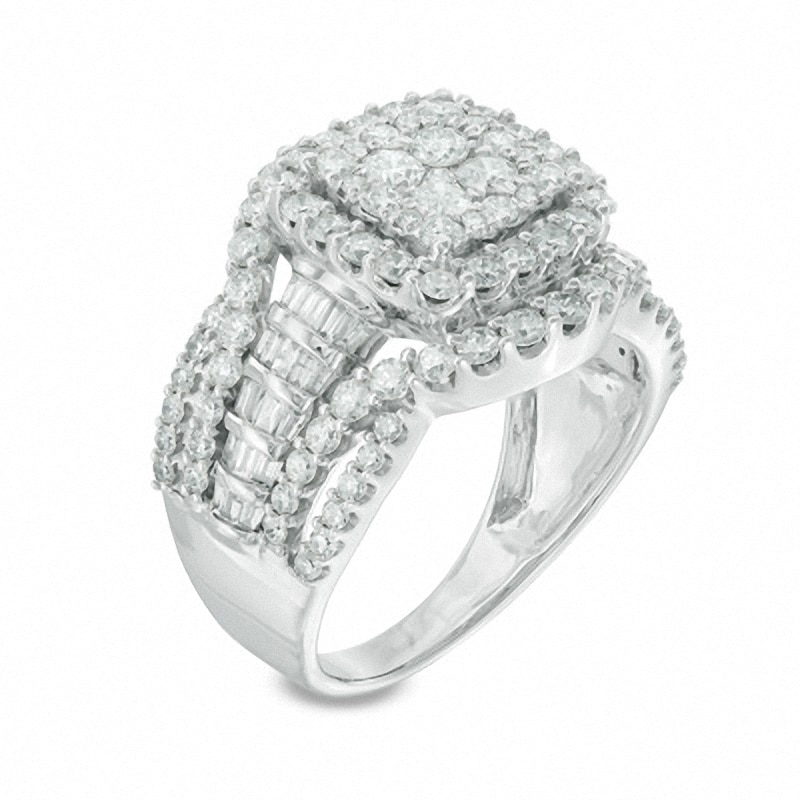 Main Image 2 of Previously Owned - 2 CT. T.W. Composite Diamond Layered Frame Ring in 10K White Gold