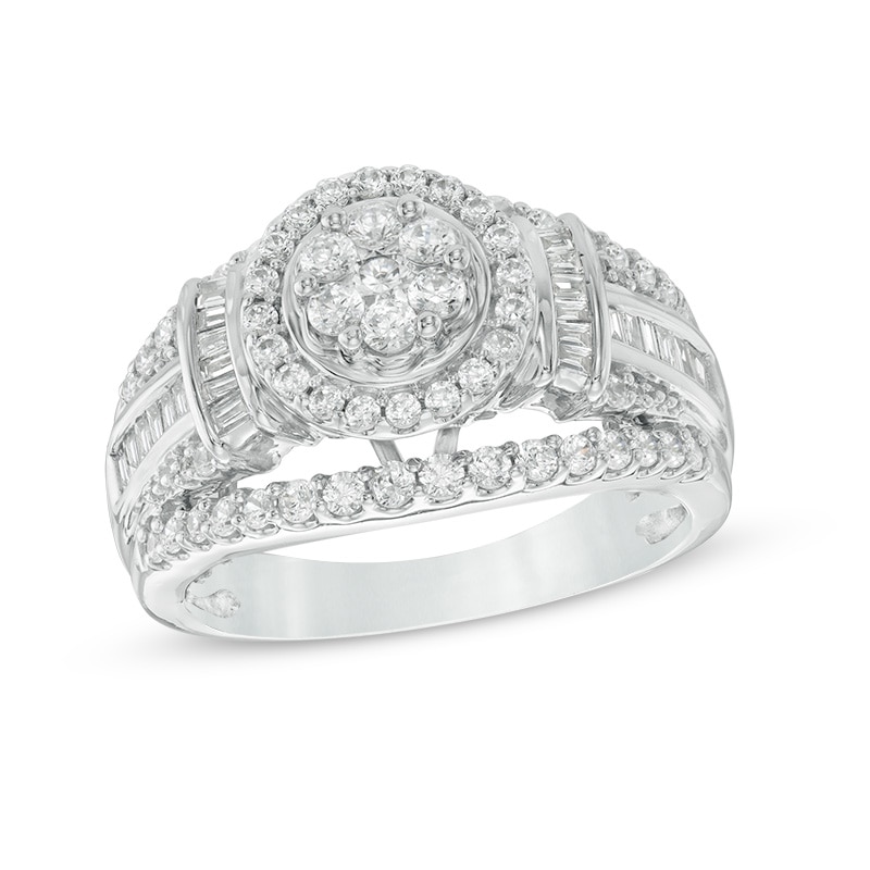Main Image 1 of Previously Owned - 1 CT. T.W. Composite Diamond Collared Frame Ring in 10K White Gold