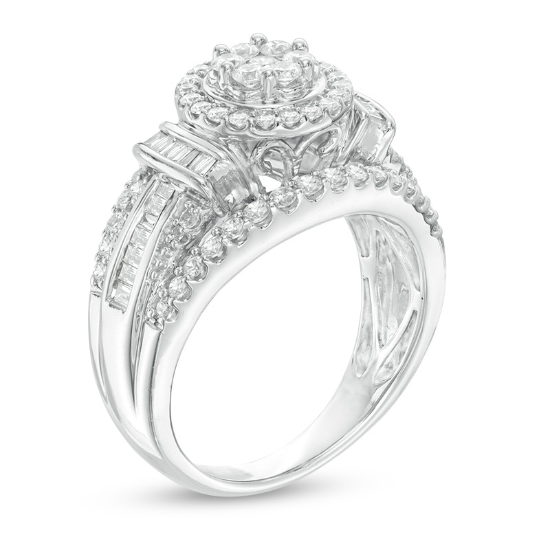 Main Image 2 of Previously Owned - 1 CT. T.W. Composite Diamond Collared Frame Ring in 10K White Gold