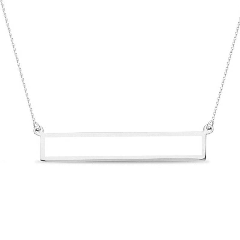 Main Image 1 of Previously Owned - Rectangular Outline Bar Necklace in 14K White Gold