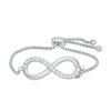 Thumbnail Image 1 of Previously Owned - Lab-Created White Sapphire Infinity Bolo Bracelet in Sterling Silver - 9.0"