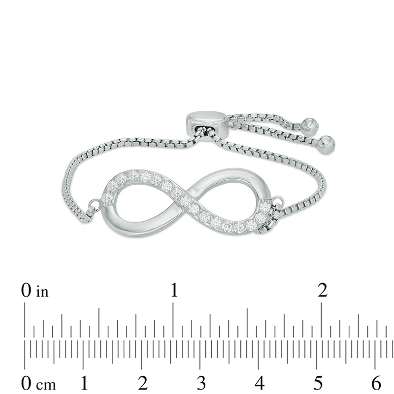 Main Image 2 of Previously Owned - Lab-Created White Sapphire Infinity Bolo Bracelet in Sterling Silver - 9.0"