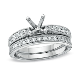 Previously Owned - 3/8 CT. T.W. Diamond Semi-Mount Bridal Set in 14K White Gold