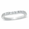 Thumbnail Image 1 of Previously Owned - 1/4 CT. T.W. Baguette and Round Diamond Alternating Contour Wedding Band in 14K White Gold