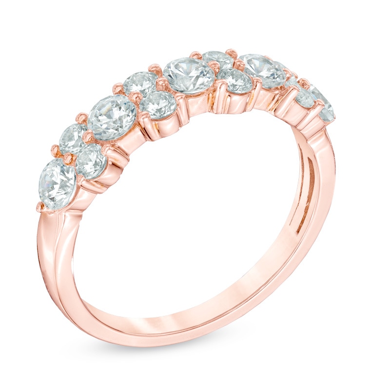 Previously Owned - 1 CT. T.W. Diamond Alternating Duo Five Stone Anniversary Band in 10K Rose Gold