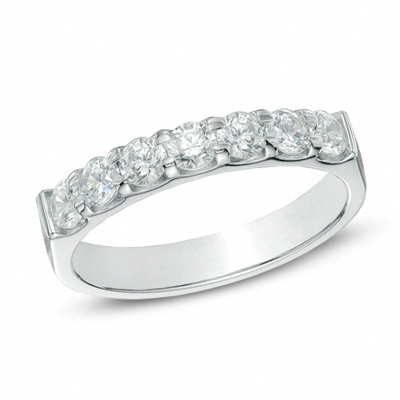 Previously Owned - 3/4 CT. T.W. Diamond Seven Stone Anniversary Band in 14K White Gold (I/SI2)