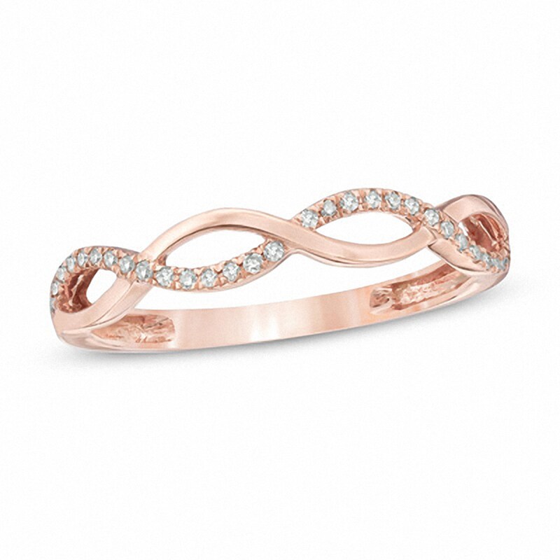 Main Image 1 of Previously Owned - 1/10 CT. T.W. Diamond Loose Braid Anniversary Band in 10K Rose Gold