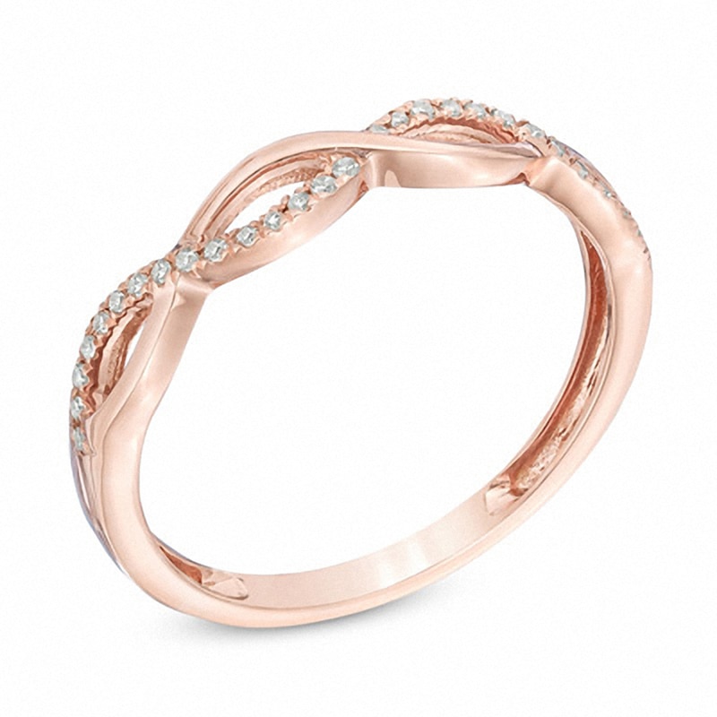 Main Image 2 of Previously Owned - 1/10 CT. T.W. Diamond Loose Braid Anniversary Band in 10K Rose Gold