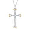 Thumbnail Image 1 of Previously Owned - 1/5 CT. T.W. Diamond Flared Cross Pendant in 10K White Gold
