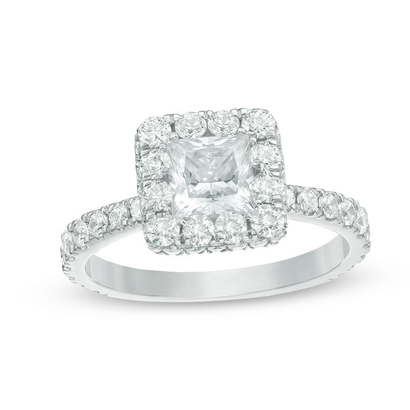Main Image 1 of Previously Owned - YOU by Jean Dousset™ 2-1/5 CT. T.W. Princess-Cut Diamond Engagement Ring in 14K White Gold (I/SI2)